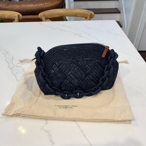 Sezane Navy Blue Woven Shoulder Bag